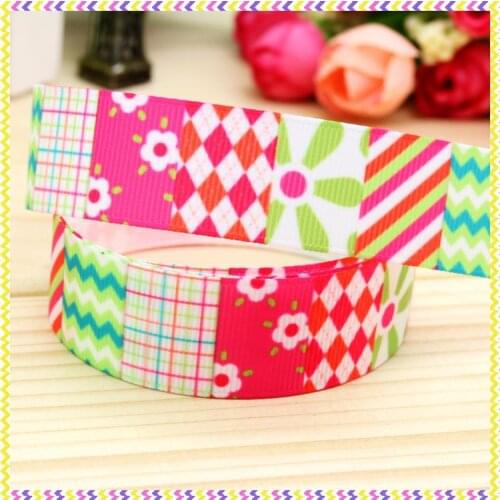 7/8'' Free shipping flowers pattern printed grosgrain ribbon headwear hair bow diy party decoration wholesale OEM 22mm B866