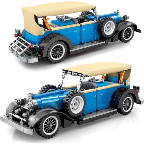 785Pcs Classic Vintage Vehicle Building Blocks City Pull Back Car Creator Ideas Bricks Children DIY Toys Christmas Gifts