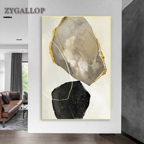 Abstract Yellow And Black Blocks Canvas Painting Unique Wall Decor Posters and Prints Nordic Wall Art Pictures For Living Room