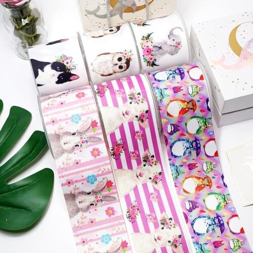 DIY Cartoon Animal Printed Grosgrain Ribbon For Craft Supplies Sewing Accessories 5 Yards. 45722