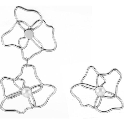 Asymmetrical Exaggerated Flower Pearl Big Earrings for Women Simple Geometric Long Earrings Fashion Jewelry 2020 Factory Outlet