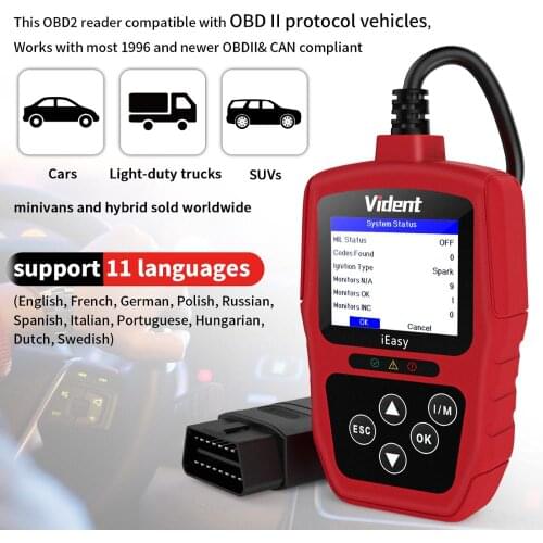 Car Diagnostic Tool Vident iEasy300 OBD2 Scanner Universal OBDII/EOBD CAN Code Reader Multi-languages Free Update PK AL319 NT201