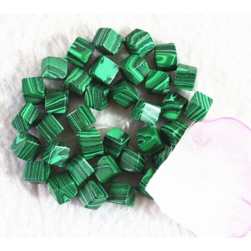 Free shipping artificial green malachite fashion stone 8mm new trendy diagonal cube loose beads diy popular Jewelry 15inch B369