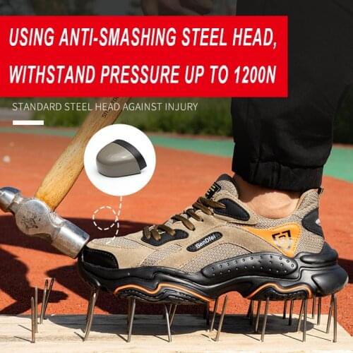 Safety Shoes Mens Steel Toe Work Leather Shoes Male Ankle Boots Indestructible Anti-puncture Breathable Man Sneakers Shockproof