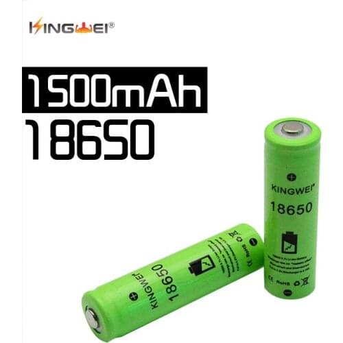 Brand KingWei Green 1500mah 18650 3.7v Li-ion Pointed Battery Energy Saving Cylindrical Rechargeable Batteries Battery