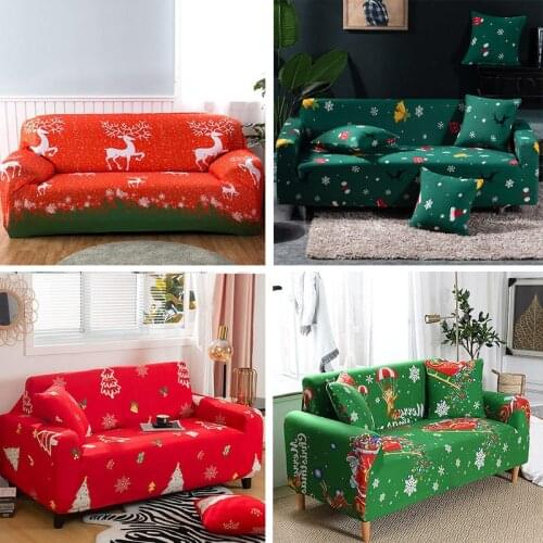 Christmas Sofa Cover Spandex Stretchable Elastic Sofa Cover Sectional Couch Covers Protector Sofa Couch Slipcover 1/2/3/4 Seater