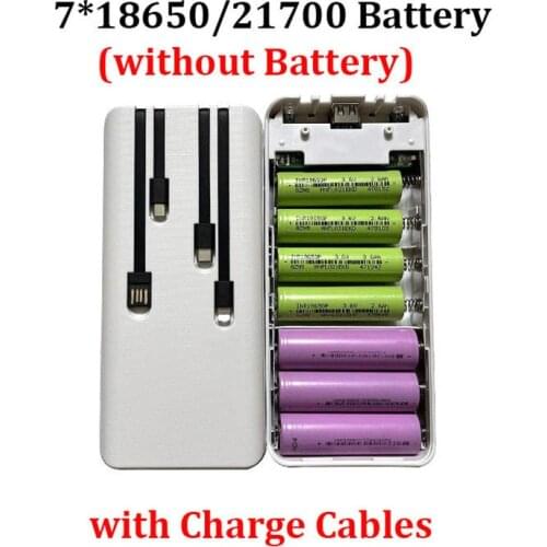 Qc 3.0 Powerbank Case DIY Shell 7*18650 Battery 21700 Charger Fast Charge Type C Digital Display Battery Box with Charge Cable