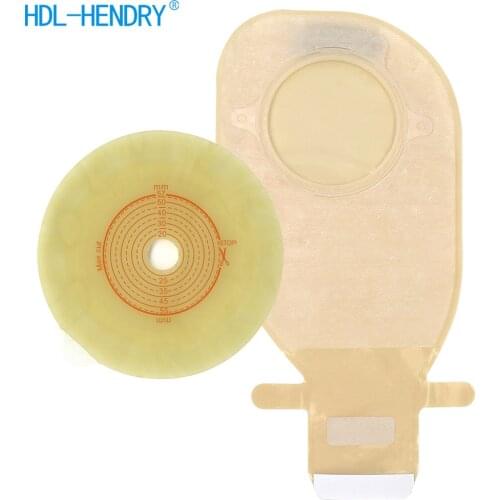 Two-piece System Ostomy Bag 57mm Drainable Colostomy Bag with Carbon Filter Stoma Care Pouches 5 Skin Barrier +10 Bags