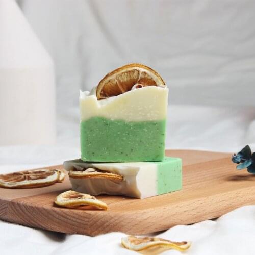 EU Style Handmade Lemon Flavor Soap Beauty Skin Body Care Acne Smoother Lightening Aloe Soap Oil Control