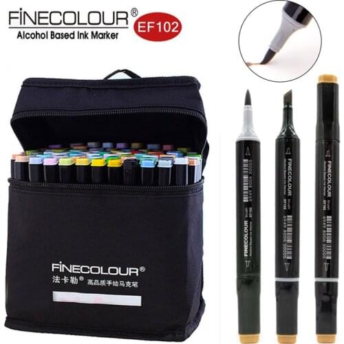 Finecolour Alcohol Based Brush Markers EF102 Soft Ultra Fine Pens 12/24/36/60/72 Colors Student Set Double Headed Sketch Marker