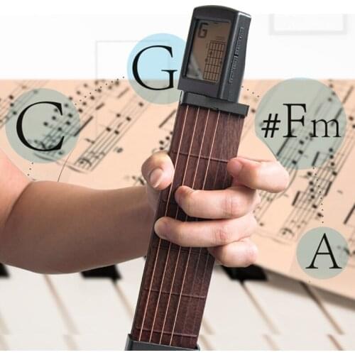 Pocket Acoustic Guitar Practice Tool 6 String Fingerboard 6 Fret Chord Train-er Portable Gadget Practice Tool Upgraded D5QD
