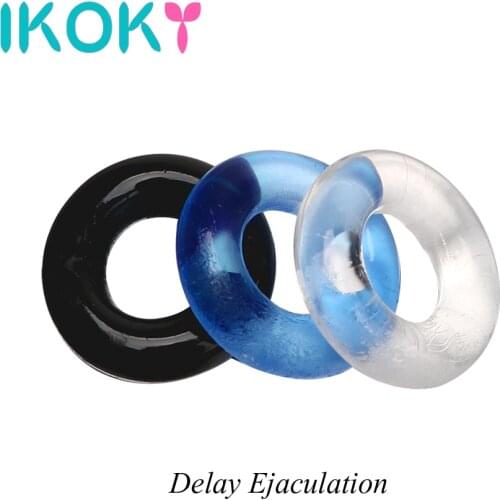 IKOKY 3 pcs/set Cock Ring Delay Ejaculation Sex Products Penis Sleeve Silicone Sex Toys for Men Male Penis Ring Chastity
