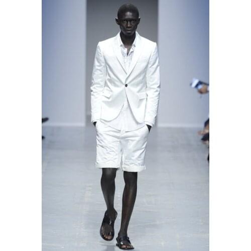 Latest Coat Pant Designs White Men Suit Short Pant Slim Fit 2 Piece Summer Casual Beach Tuxedo Custom Simple Suits Masculino A57