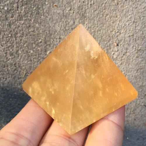 Beautiful Yellow calcite quartz Gemstone Pyramid Natural iceland Crystal citrine iceland spar pyramid Healing