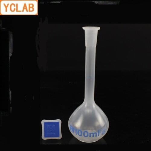 YCLAB 100mL Volumetric Flask Polypropylene with one Graduation Mark and Stopper PP Plastic Laboratory Chemistry Equipment