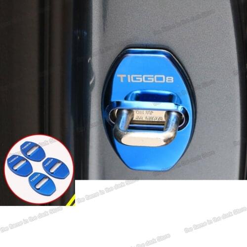 Lsrtw2017 Stainless Steel Car Door Lock Buckle Cover for Chery Tiggo 8 2018 2019 2020 Accessories Auto Lining Kits Decoration
