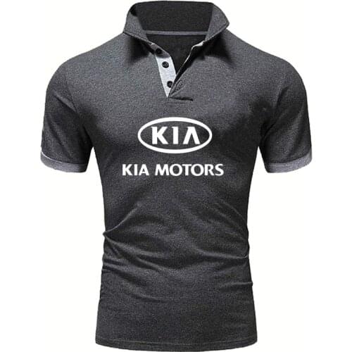 2021Summer New KIA Car Logo Printing Mens short sleeve Solid color High Quality Pure cotton Casual Mens POLO shirt