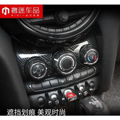 1pcs carbon fiber car Central control air conditioning knob stickers car styling for BMW MINI cooper one F55 F56 jcw Accessories