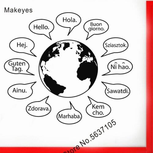 Makeyes Hello Text Phrases Wall Sticker Worlds Earth Design Wall Decals Simple Pattern Home Modern Decoration Wallpaper Q761
