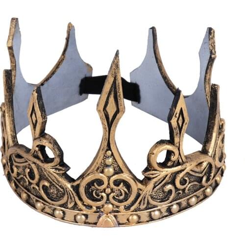 New Unisex Vintage Crown Prince and Princess Headdress Medieval Tiara with Elastic Band for Halloween/ Costume Play
