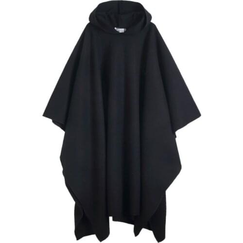 Autumn and winter new Yamamoto wind dark style personality in the long ultra-loose hooded windshield coat