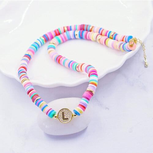 2020 New Bohemia 26 Letter Charm Pendant Necklace Women Luxury Alphabet Name Rainbow Silicone Plastic Initial Necklaces Jewelry
