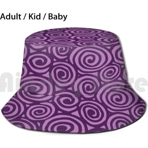 Spiral Planet Bucket Hat Adult kid baby Beach Sun Hats Spiral Pattern Ultraviolet Violet Planet Abstract Gothic Goth Dark