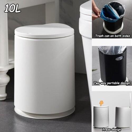 1Pc 10L Nordic Simple Round Plastic Trash Can Household Living Room Bathroom Garbage Bin Waste Storage Container