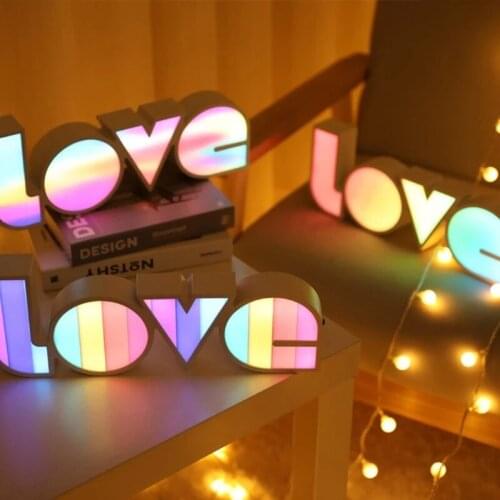 LED Gift Battery Operated Night Lamp USB Power Rainbow LOVE Night Light Colorful Creative Lamp Wedding Party Bedroom Decoration