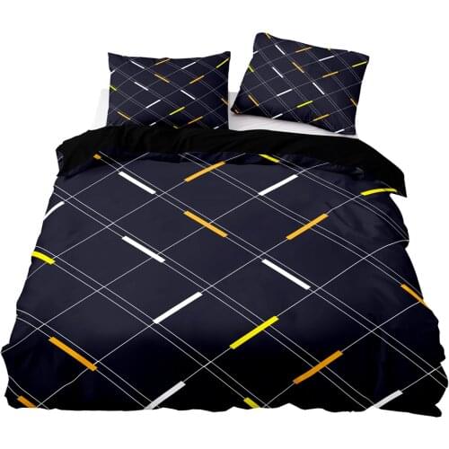 Nordic Style Black Duvet Cover 220x240 Pillowcase 3Pcs,245x210 Quilt Cover,Blanket Cover ,Fashion Grid Lines Pattern Bedding Set