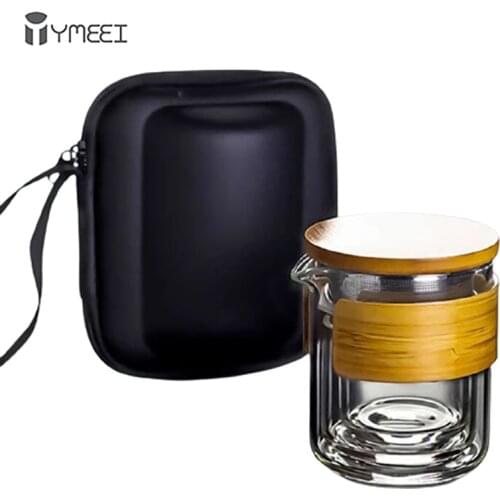 YMEEI Portable Glass Teaware Sets Travel Tea Water Bottle Drinking With Bag Outdoor Glass Tea Water Cup Tea Filter Strainer