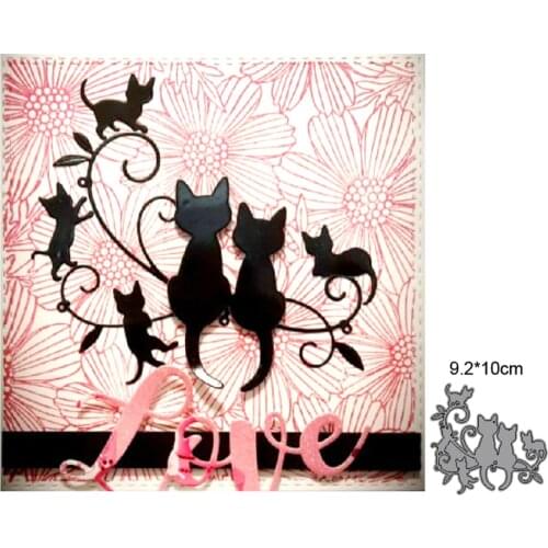 Cutting dies Couple Cat Flower Vines metal cutting dies cut die mold Scrapbook paper craft knife mould blade punch stencils dies