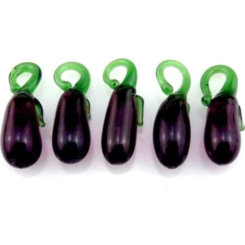5pcs Eggplant Plant Glass Charms Vegetables Food Design Pendant Charms for Kids Girl DIY Earrings Jewelry Making Supplies 21890