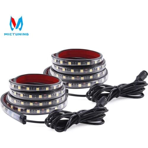 MICTUNING Upgrade 2Pcs 60 Inch White LED Cargo Truck Bed Light Strip Waterproof On-Off Dimming Switch for Pickup RV SUV Boat