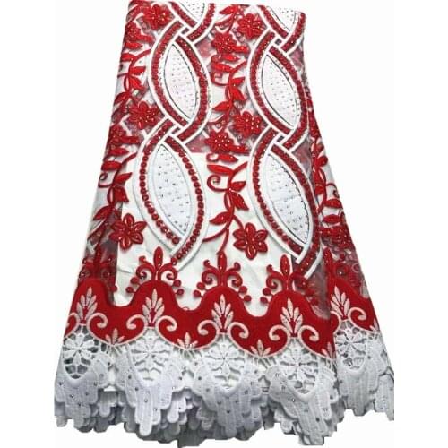 High quality african lace fabric 2021 embroidery african tulle mesh lace fabric with stones 5Yards