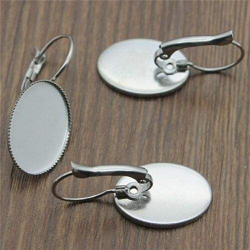 WYSIWYG 10pcs Fit 18x25mm 13x18mm Glass Cabochon Stainless Steel Material Sawtooth Edge Earring Studs Base Setting