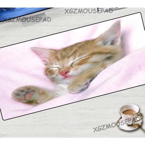 XGZ Animal Large Mouse Pad Black Lock Edge Cute Cat HD Print Laptop Desk Mat Pink Sheets Fabric Rubber Non-slip 60x30