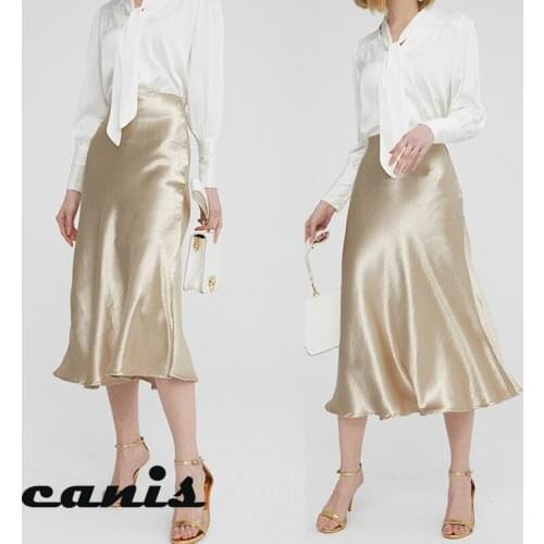 Women Sexy Glossy Elegant Skirts Metallic Fashion Shiny PVC Wet Look High Waist Midi Skirt Night party Skirt Office Lady skirt