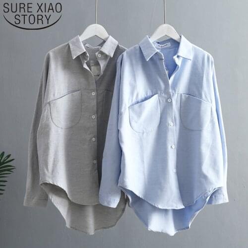 Shirts Women 2021 Korean Fashion Clothing Blusas Fenininas Shirts For Women Tops Solid Button Casual Long Sleeve Shirts 6658 50