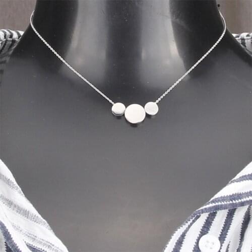 Women Simple Design Round Star silver color Ball Bead Stainless Steel Non-fade Necklace Party Causal Choker Neck Chain Jewelry