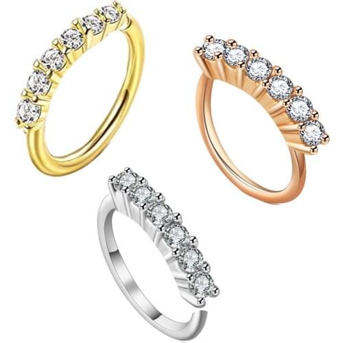 1PC 20G 0.8mm Wholesale Fashion Fashion Piercing Septum Surgical Steel Ear Cartilage Ring Nose Ring With Zircon