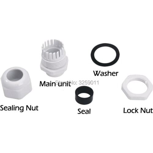 1PCS Cable Glands PG 25 Black White Waterproof Adjustable Nylon Connectors Joints With Gaskets 13-18mm For Electrical Appliance