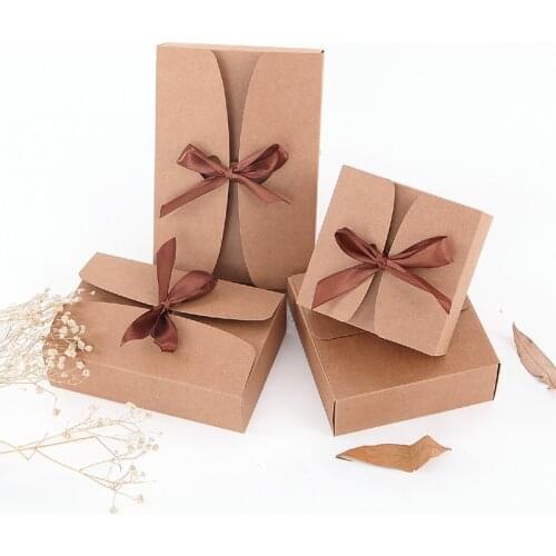 10pcs Square Kraft Paper Gift Box Package Candy Cake Snack Jewelry For Wedding Birthday Christmas Home Party Gifts Packing Boxes