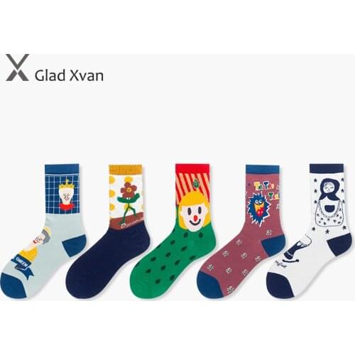 2020 Cartoon Couple Socks Harajuk Cotton Women Socks Funny Unisex Long Socks High Stretch Mid Crew Men Socks носки Fit 36-43