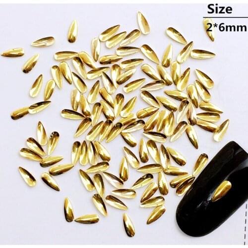 500Pcs/Lot 2*6mm Gold Silver Drop Rivets Studs Metal Alloy Nail Art Decorations Nail Sticker/Charms for Manicure Nail Tools