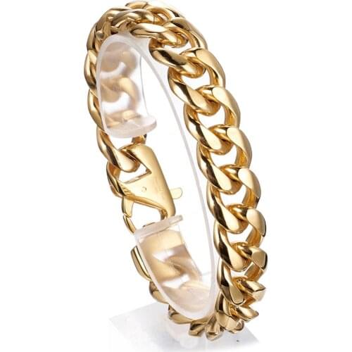 Accessories Bracelet Men Women Gift Jewelry Couple Bracelet Cuban Style High Polished Solid Stainless Steel Custom Length