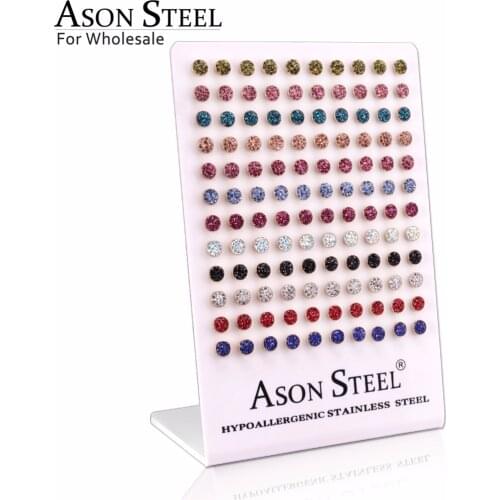 ASONSTEEL 60Pairs/lot Gold Color Pendientes Mujer Moda Stainless Steel Round Mixed Color Earrings