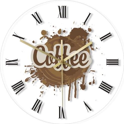 Time For Coffee Modern LED Illuminated Acrylic Wall Clock Cafe House Decor Wall Sign Painted Coffee With Vintage Roman Numerals