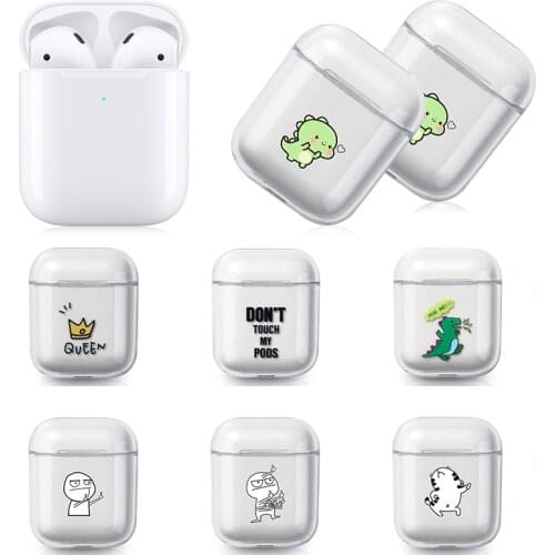 For Airpods Case Cute Cartoon Cat Dinosaur Soft Wireless Bluetooth Earphone Shell For Apple Airpods 2 1 Protective Cover Box Bag