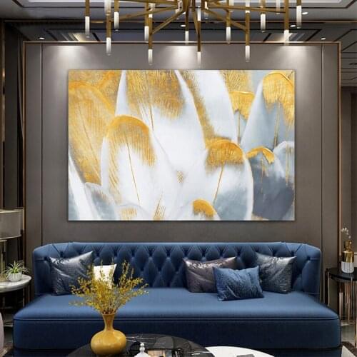 Home Decor Dropship Gold Feather Canvas Painting Modern Kitchen Pictures Geometric Decor Posters and Prints Wall Art no Frame